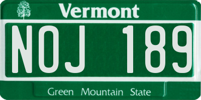 VT license plate NOJ189