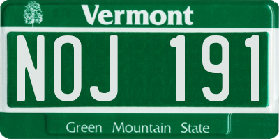 VT license plate NOJ191