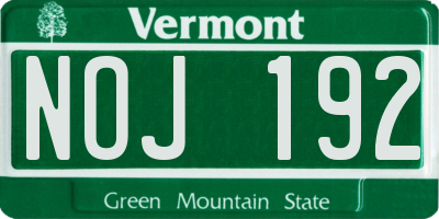 VT license plate NOJ192