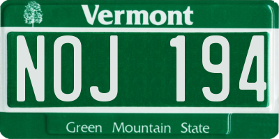 VT license plate NOJ194