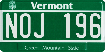 VT license plate NOJ196