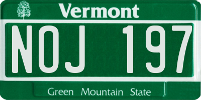 VT license plate NOJ197
