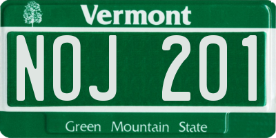 VT license plate NOJ201