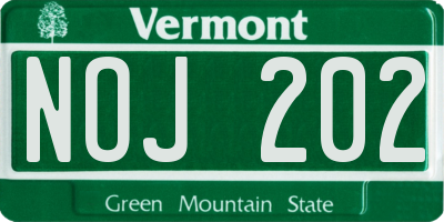 VT license plate NOJ202