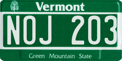 VT license plate NOJ203