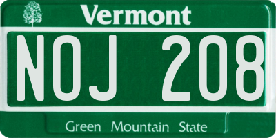 VT license plate NOJ208