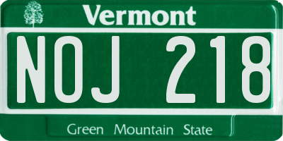 VT license plate NOJ218