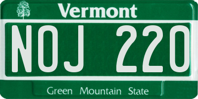 VT license plate NOJ220