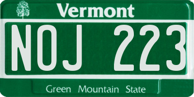 VT license plate NOJ223