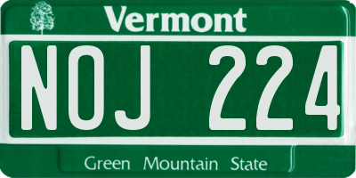 VT license plate NOJ224