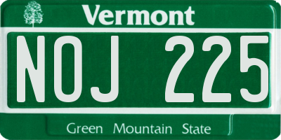 VT license plate NOJ225