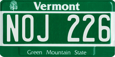 VT license plate NOJ226