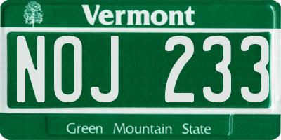 VT license plate NOJ233
