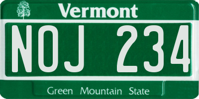 VT license plate NOJ234