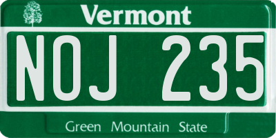 VT license plate NOJ235