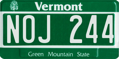 VT license plate NOJ244