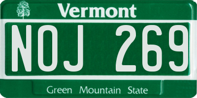 VT license plate NOJ269