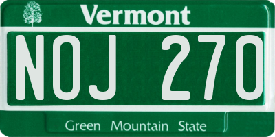 VT license plate NOJ270