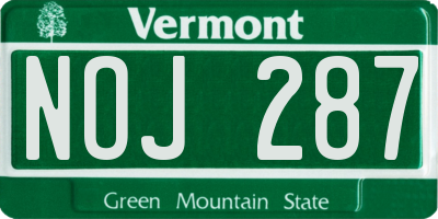 VT license plate NOJ287