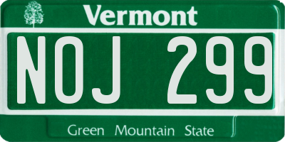 VT license plate NOJ299