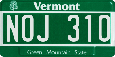 VT license plate NOJ310
