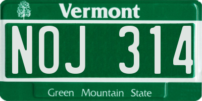 VT license plate NOJ314