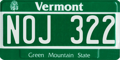 VT license plate NOJ322
