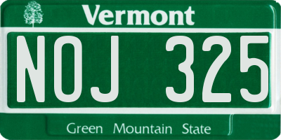 VT license plate NOJ325