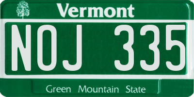 VT license plate NOJ335