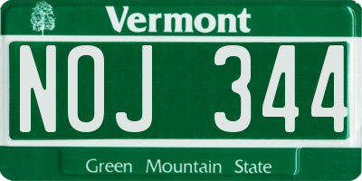 VT license plate NOJ344