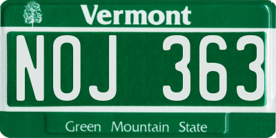 VT license plate NOJ363