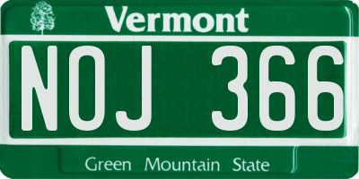 VT license plate NOJ366