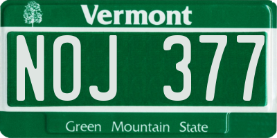 VT license plate NOJ377