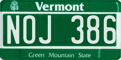 VT license plate NOJ386