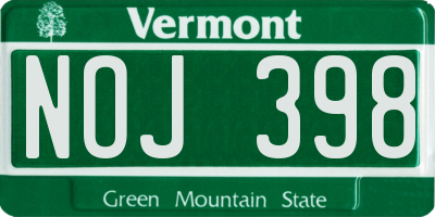 VT license plate NOJ398