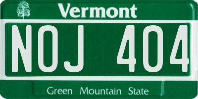 VT license plate NOJ404