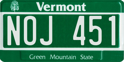 VT license plate NOJ451