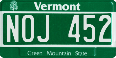 VT license plate NOJ452