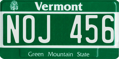 VT license plate NOJ456