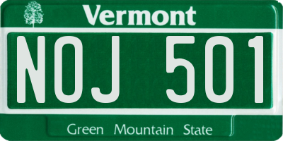 VT license plate NOJ501