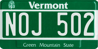 VT license plate NOJ502