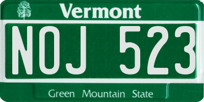 VT license plate NOJ523
