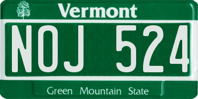 VT license plate NOJ524