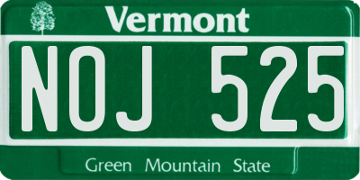 VT license plate NOJ525