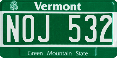 VT license plate NOJ532