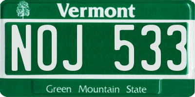 VT license plate NOJ533
