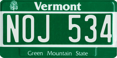 VT license plate NOJ534