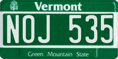 VT license plate NOJ535