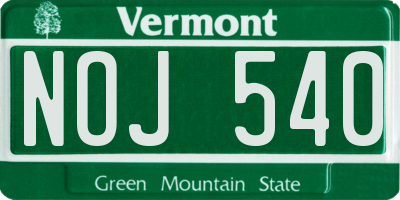 VT license plate NOJ540