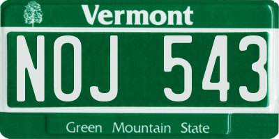 VT license plate NOJ543